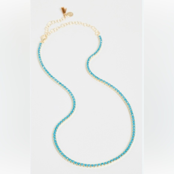 SHASHI Gold and Turquoise Necklace never worn - Picture 1 of 5